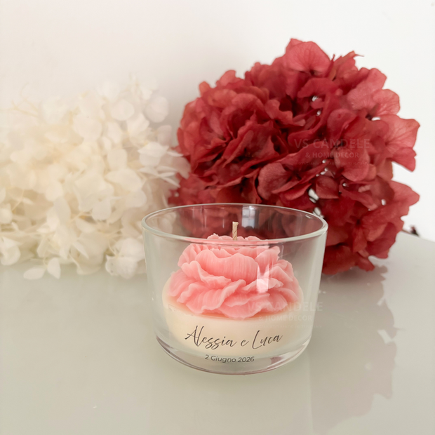 Candela artigianale in vetro bomboniera personalizzabile