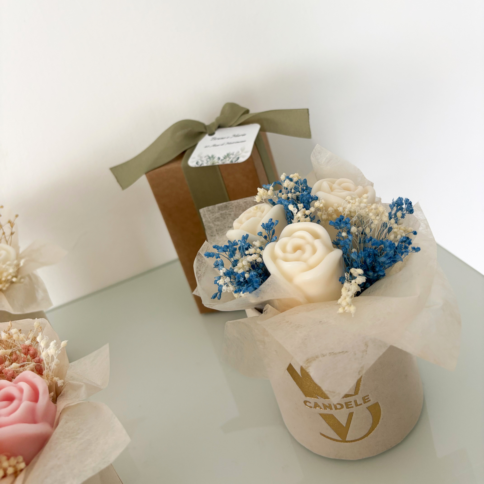 Box floreale bomboniera o centrotavola per evento battesimo