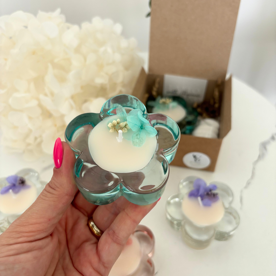Fiore con base in vetro