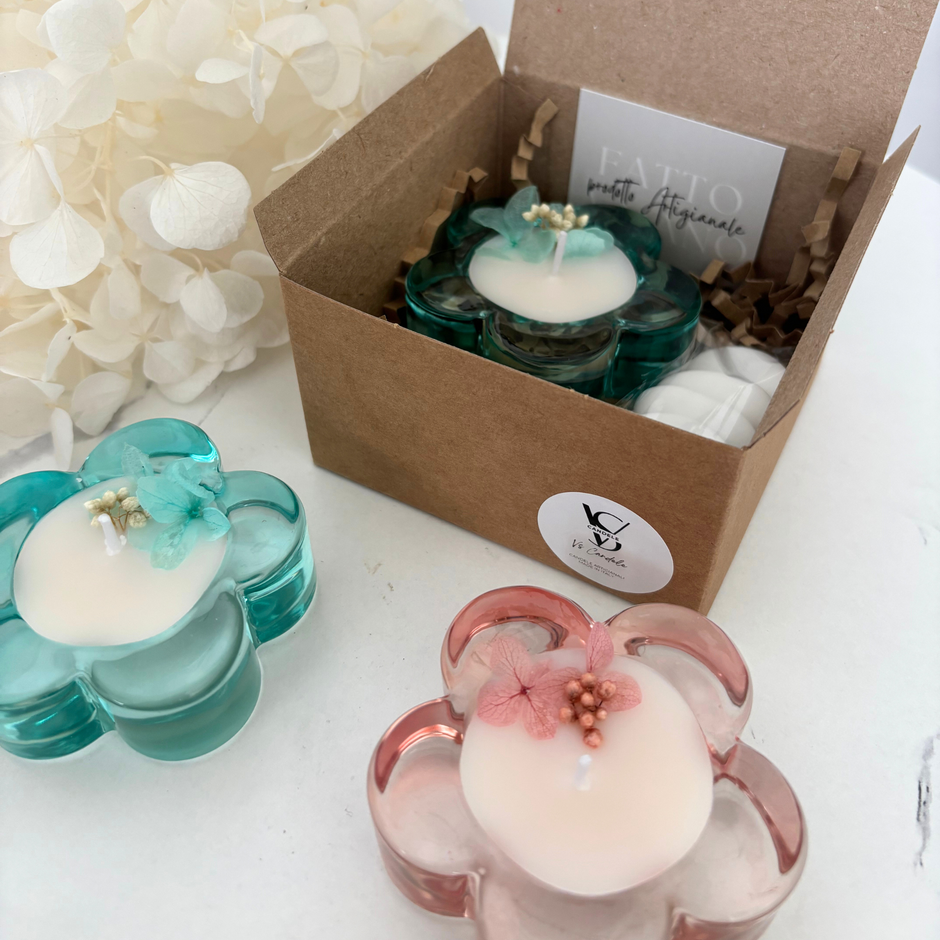 Fiore con base in vetro