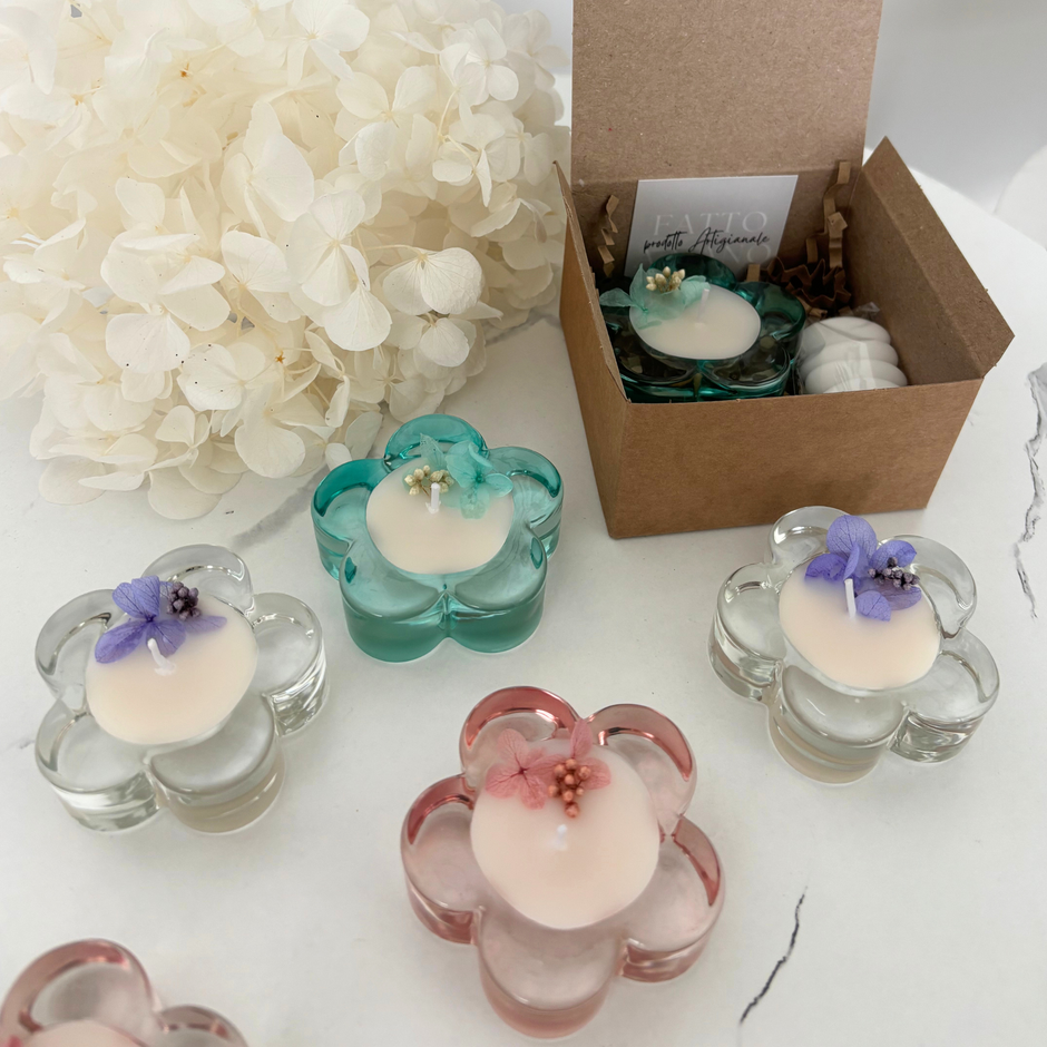 Fiore con base in vetro