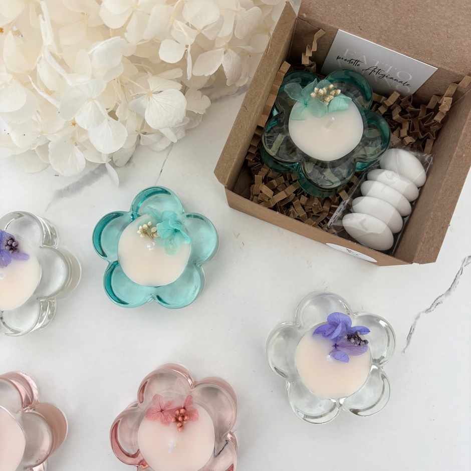 Fiore con base in vetro