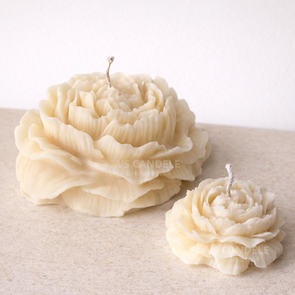 Candela scultorea profumata a forma di peonia