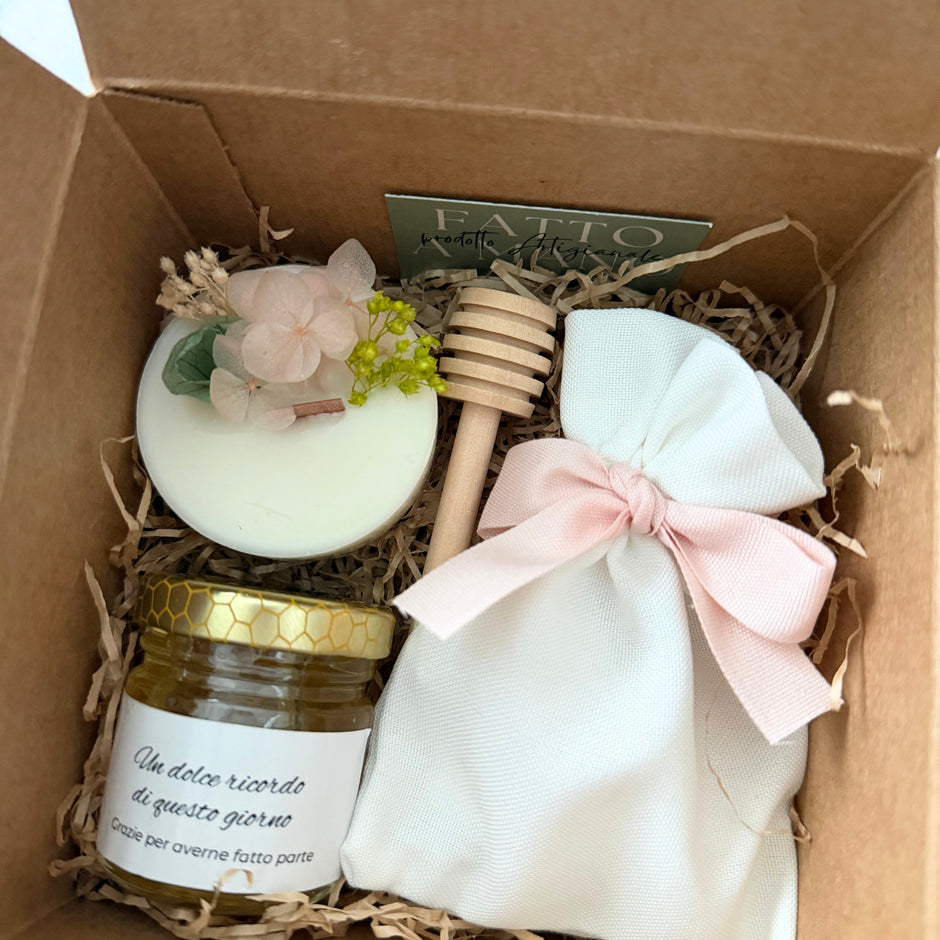 Cofanetto Dolcezza e Profumo |  Essenza mini, confetti e miele 50g