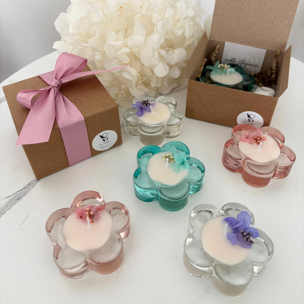 Fiore con base in vetro