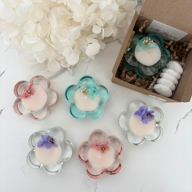 Fiore con base in vetro