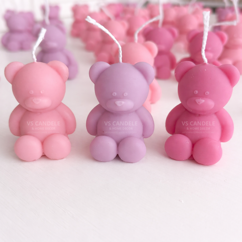 Bomboniera candela profumata Teddy per nascita e battesimo