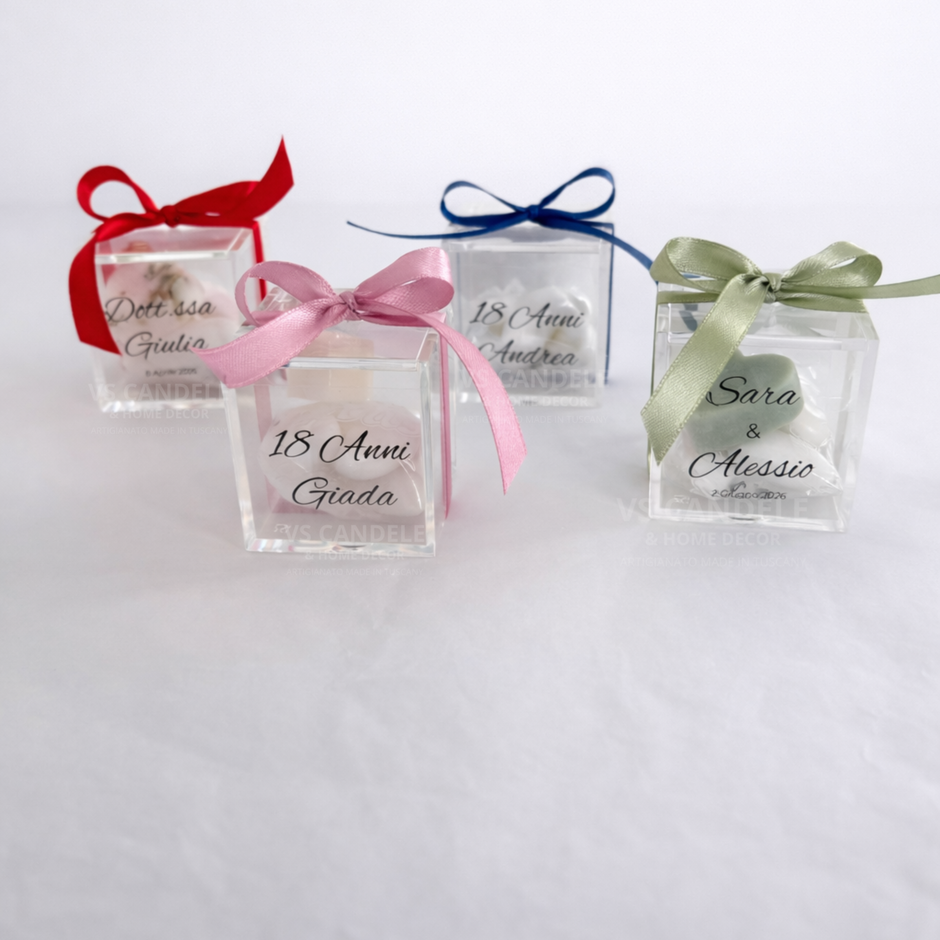 scatoline plexiglass bomboniera personalizzata con confetti