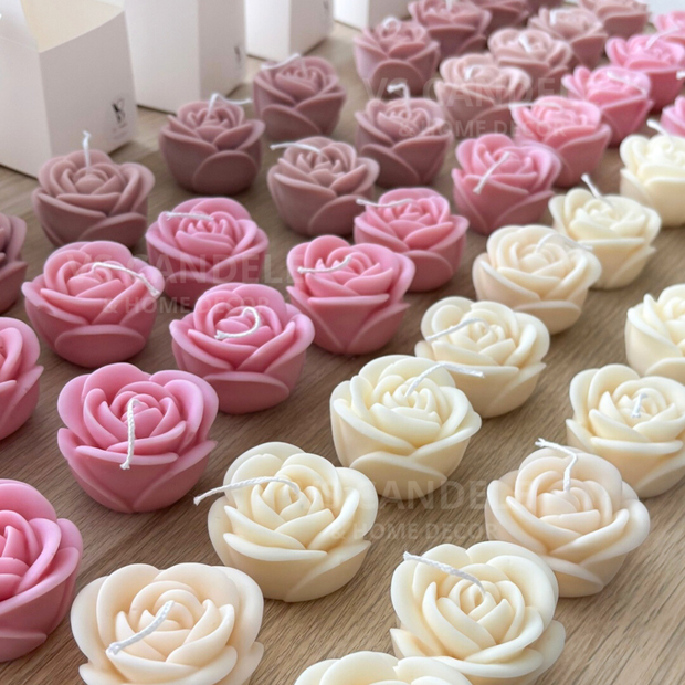Bomboniera candela profumata a forma di rosa per matrimonio e cerimonie