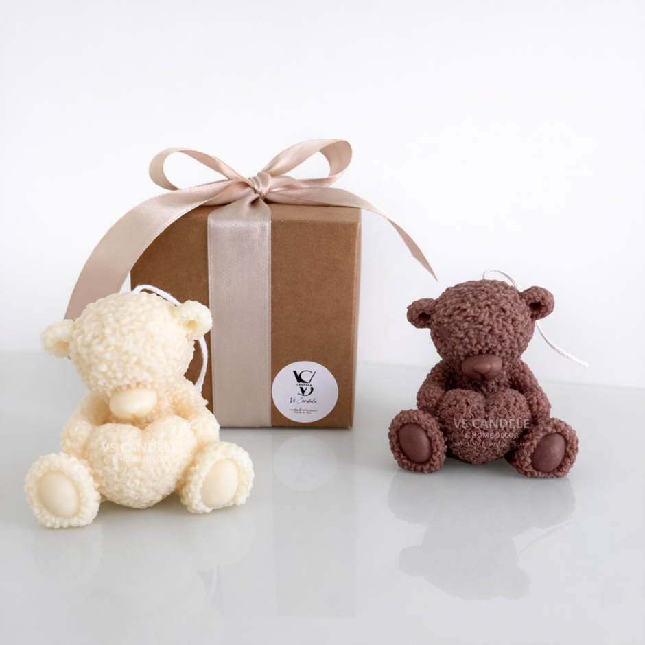 Bomboniera candela profumata Teddy per nascita e battesimo