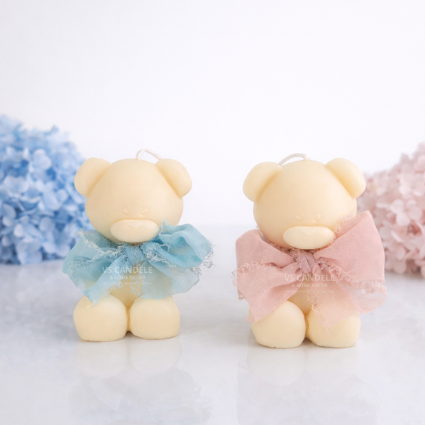Bomboniera candela profumata Teddy per nascita e battesimo
