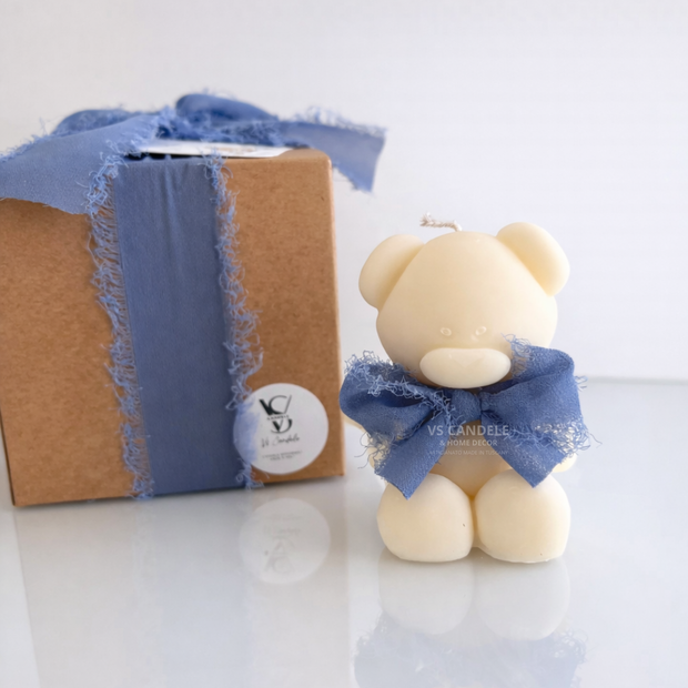 Bomboniera candela profumata Teddy per nascita e battesimo